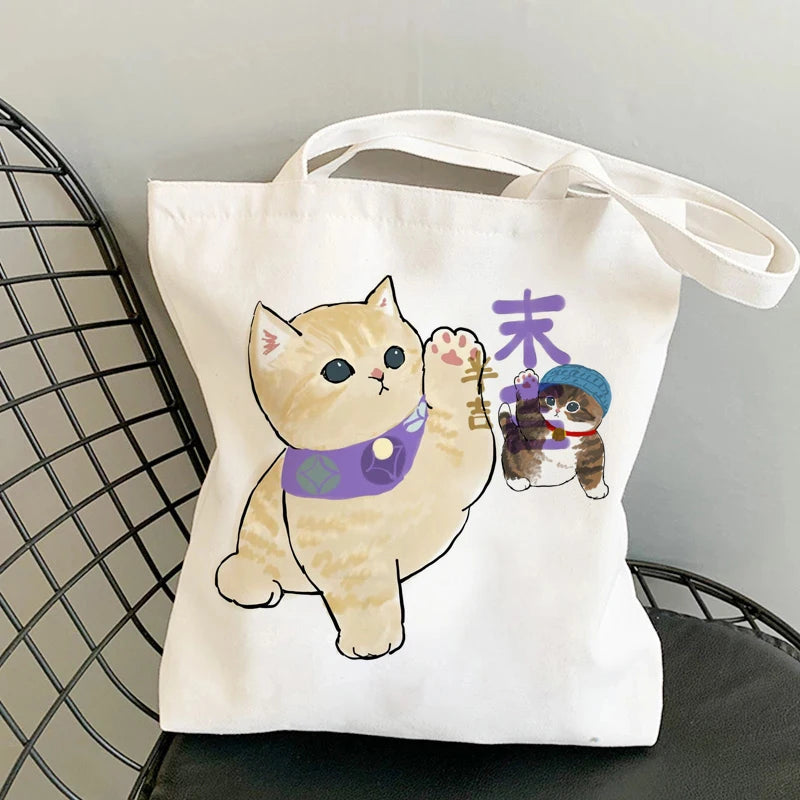 β¨ Cute Cat Manga Tote Bag πΎ Fun Canvas Shopper for All Your Adventures! π - Pixie Quill