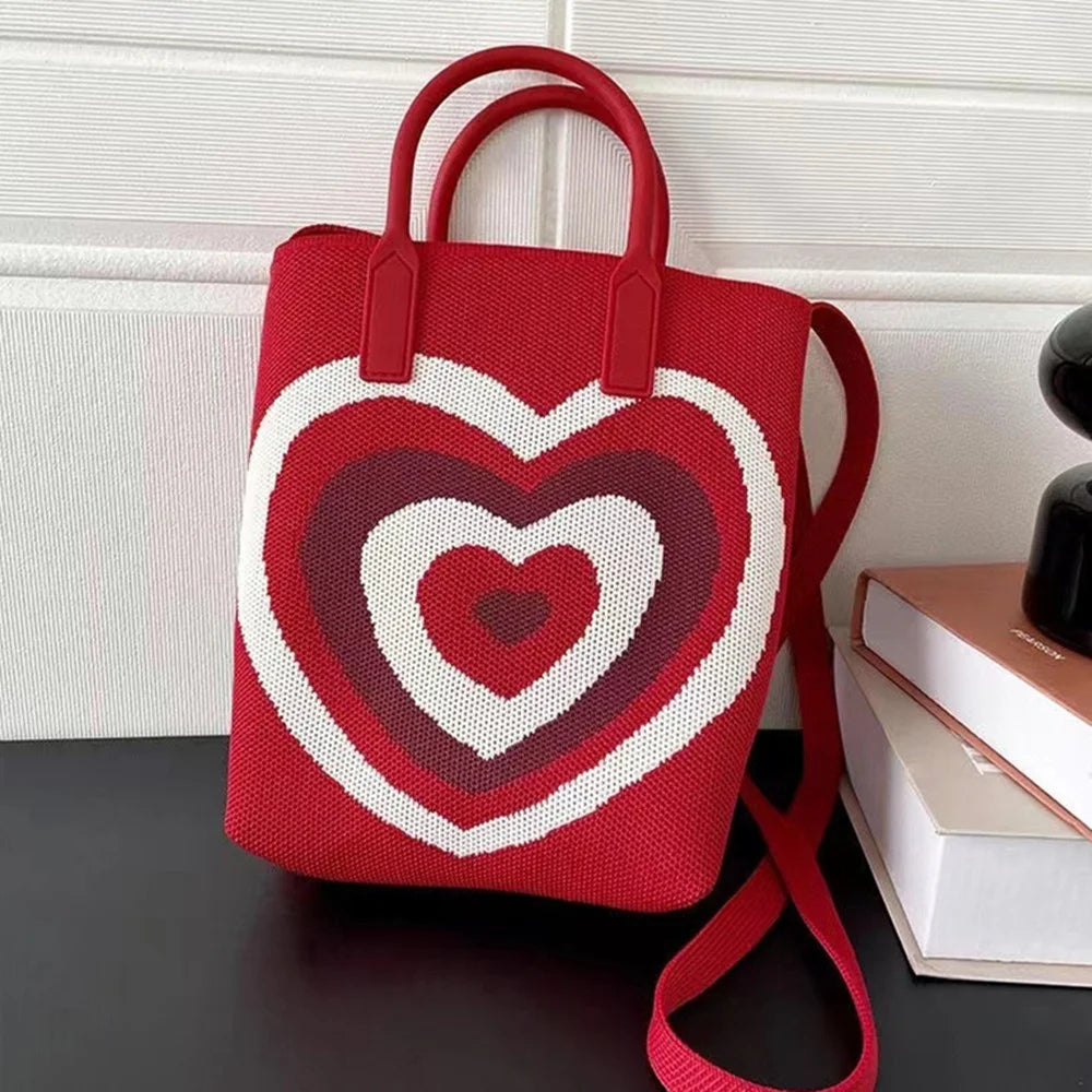 Kawaii Heart Knitted Tote Bag ππ | Stylish Womenβs Crossbody & Beach Handbag ποΈβ¨