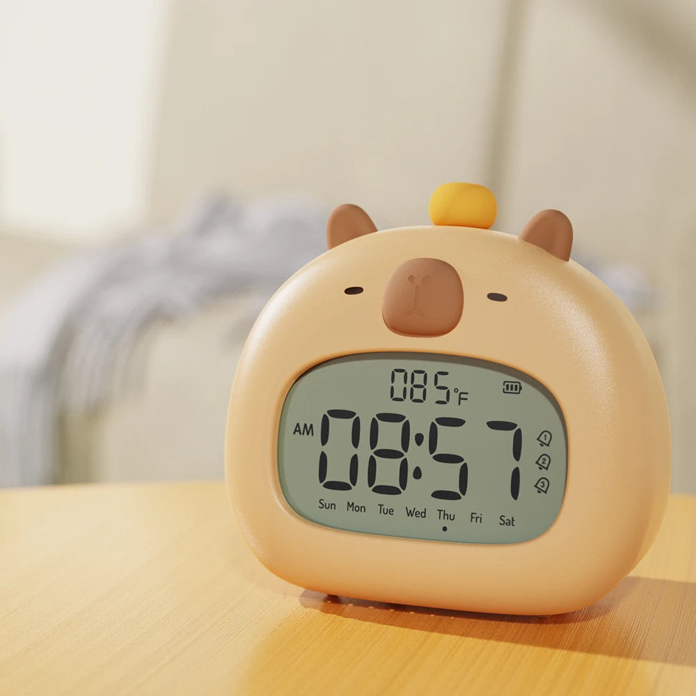 Cute Capybara LED Alarm Clock π | Kids' Sleep Trainer with Temperature Display & Rechargeable Features πβ¨
