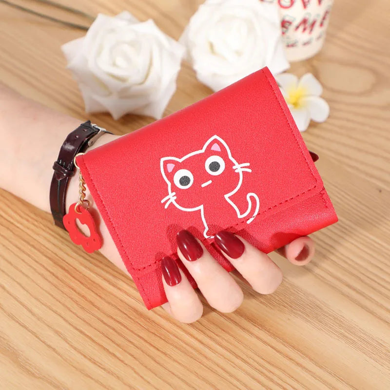 Kawaii Cat-Themed PU Leather Wallet π±π | Adorable Short Purse for Ladies | Perfect Gift for Cat Lovers! πβ¨
