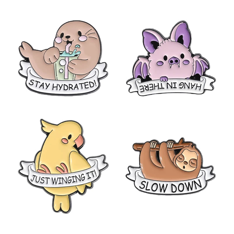 Kawaii Animal Brooch Set πΎβ¨ Adorable Enamel Pins - Cute Cat & Capybara Metal Accessories for Fashion & Gifts! ππ