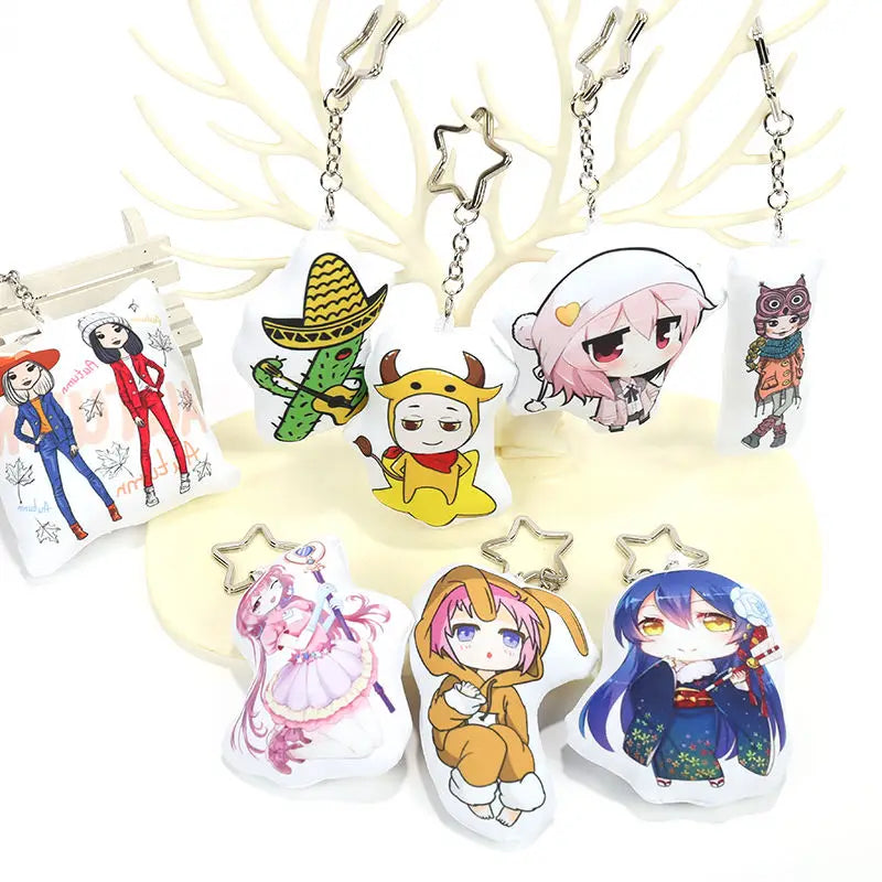 Kawaii Custom Pillow Keychains π±β¨ Personalized Cartoon Cat Charms | Adorable Anime Keychains for Girls & Babies ππ