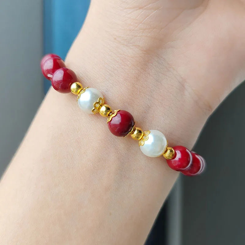 Charming Kawaii Peach Blossom Woven Bracelet πΈβ¨