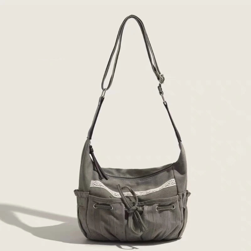 Kawaii Sweetheart Bow Canvas Crossbody Bag πβ¨ - Vintage Chic Womenβs Shoulder & Messenger Bag πΈπ