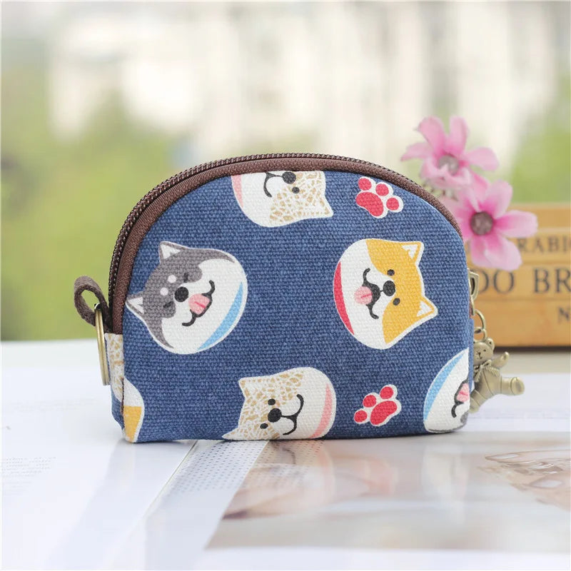 Kawaii Canvas Cartoon Keychain Wallet πβ¨ | Adorable Mini Card & Coin Purse for Kids & Ladies ππ