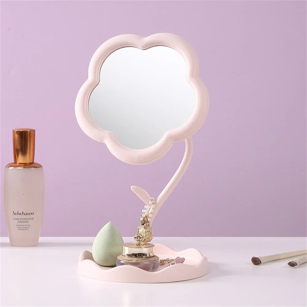 🌻 Kawaii Sunflower Makeup Mirror - Adorable Desktop Beauty & Jewelry Holder for Girls 🌸