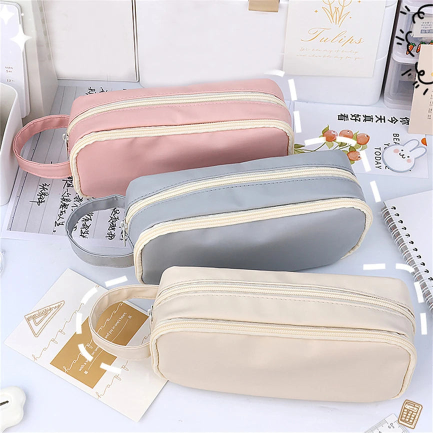 Kawaii Transparent Pencil Case πβ¨ | Multifunctional Storage Bag for Girls π | Large Capacity Double Layer School Supplies π¨βοΈ