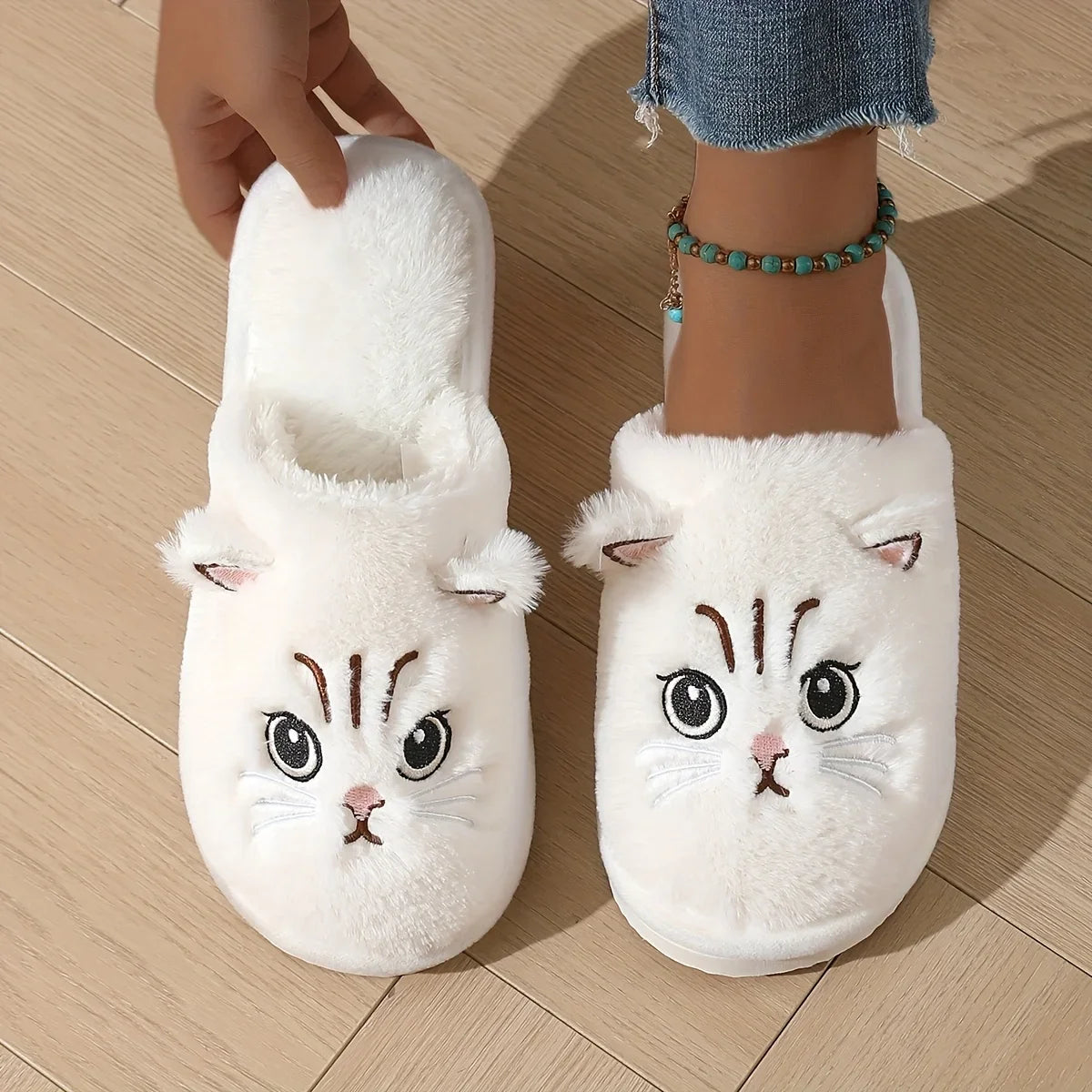 Cozy Plush Cat Slippers For Women Warm Indoor Shoes With Non Slip EVA 🐾🐱