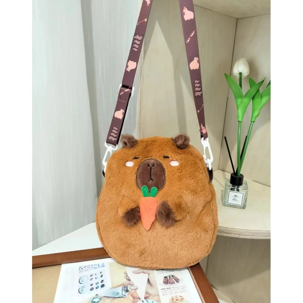 Kawaii Capybara Plush Crossbody Bag πΎβ¨ - Adorable School & Casual Shoulder Bag for Youth! ππ