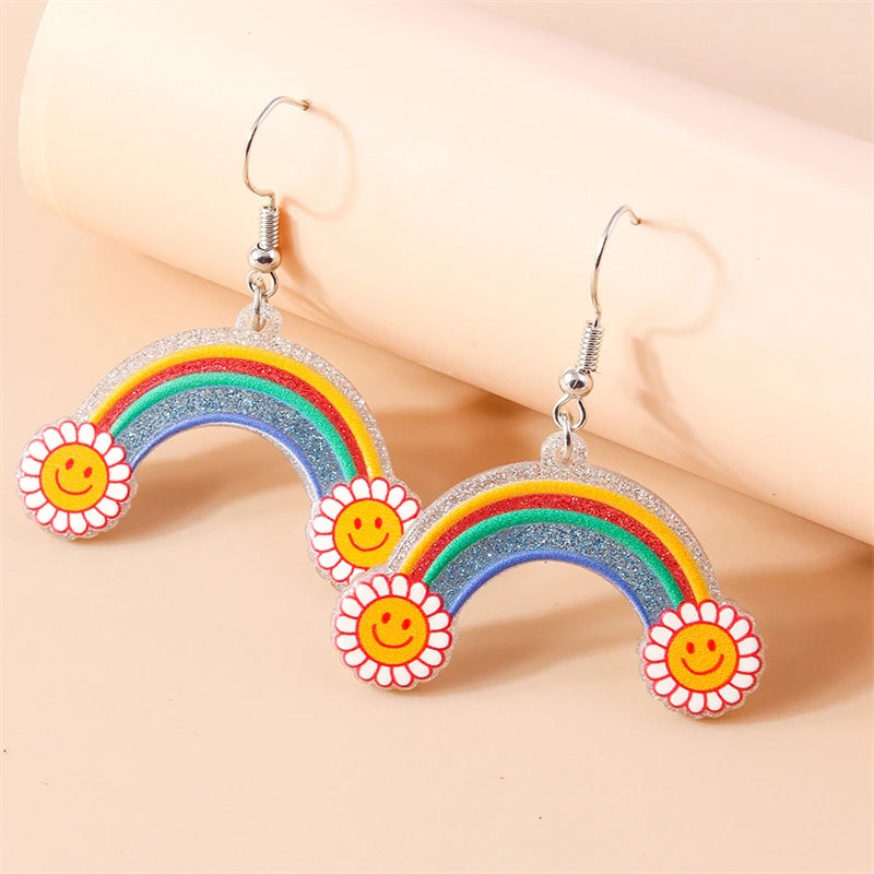 Kawaii Handmade Sunflower Drop Earrings ๐ผโจ | Cute Knitted Dangle Hooks for Party & Holiday Gifts ๐๐