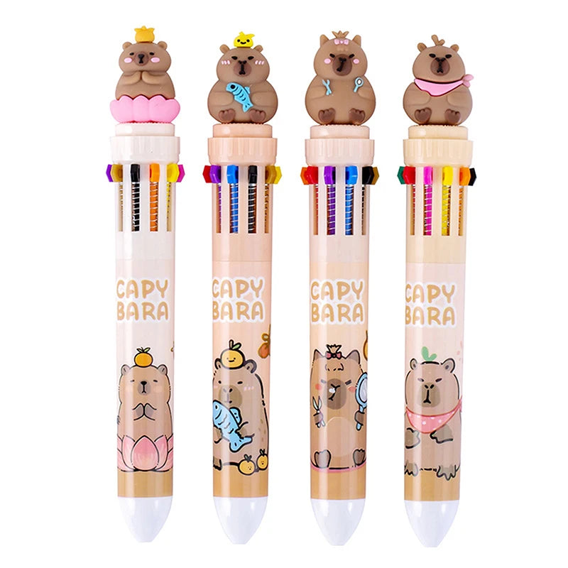 Kawaii Capybara Colorful Pens πΎβ¨ | 10 Cute Ballpoint Pens for School & Office ππ¨ | Adorable Stationery Gifts for Students