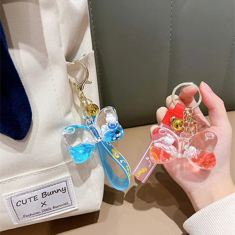 π°β¨ Cute Bunny Keychain with Quicksand Drift Bottle ππ