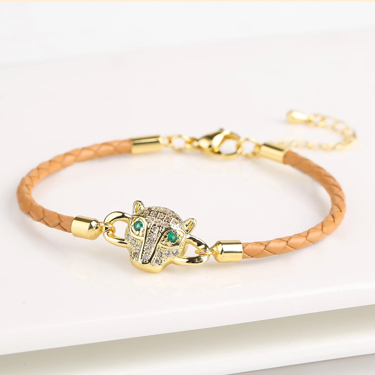 π»β¨ Adorable Bear Zirconia Charm Bracelet - 6 Color Adjustable Leather Rope for Everyone! ππ