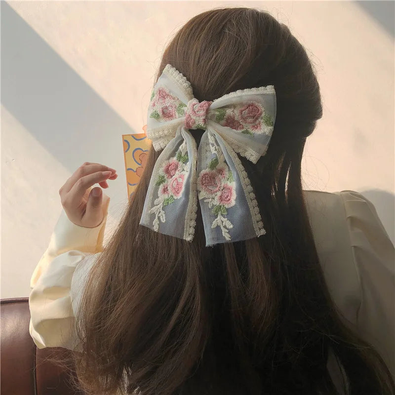 Charming Floral Lace Hair Bows πΈβ¨ Big Clips for Elegant Spring Styles ππΌ
