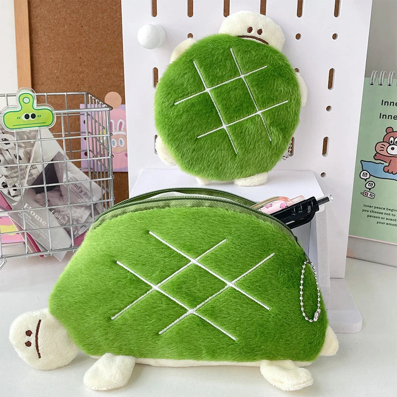 Adorable Kawaii Turtle Plush Pencil Case π’β¨ - Multifunctional Cosmetic Bag & Coin Purse for School Supplies and Travel! ππ