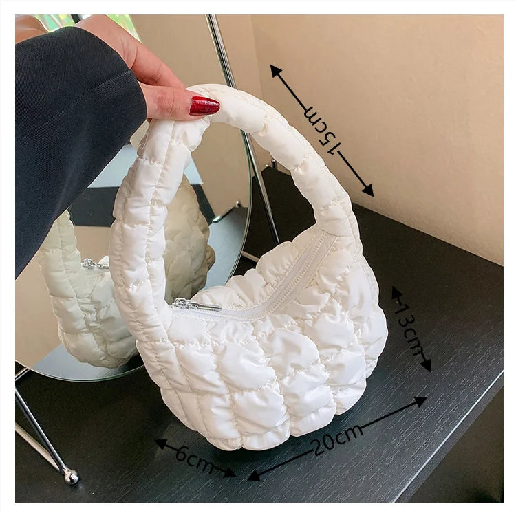 Kawaii Pleated Cloud Mini Handbag πβ¨ | Adorable Soft Nylon Tote Bag for Trendy Women ππ