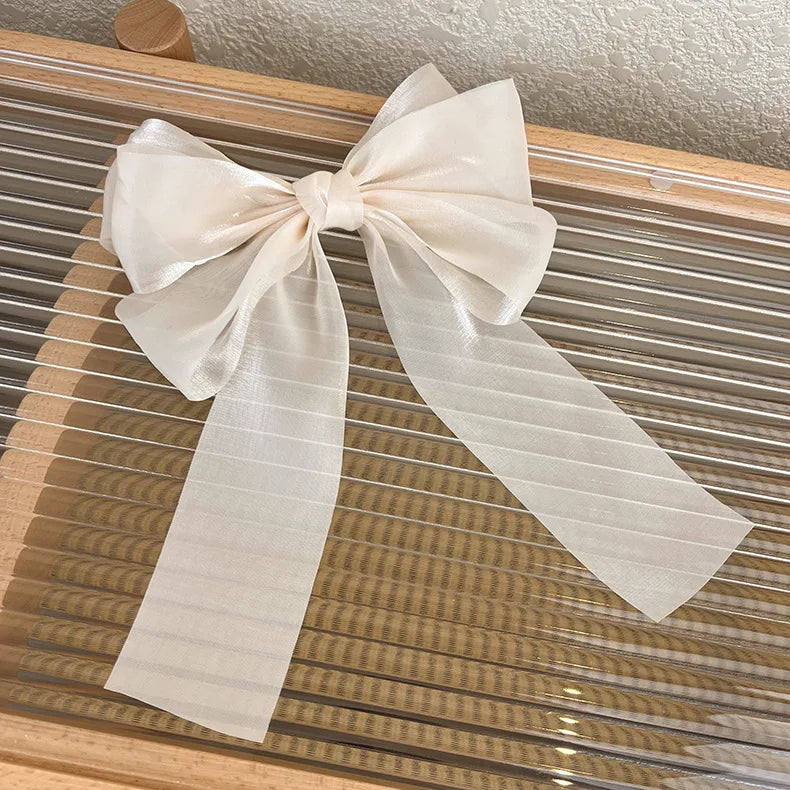 β¨Sweet Blue Satin Bowknot Hair Clip π Big Ribbon Barrette for Adorable Hairstyles π