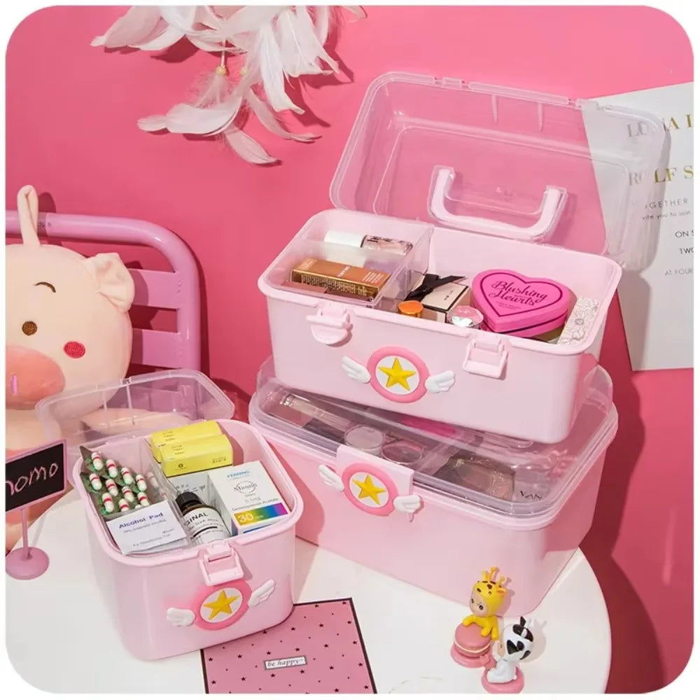 Kawaii Cartoon Multi-Layered Medicine Box π©Ίπ - Adorable Storage for Kids' Essentials & Makeup! πβ¨