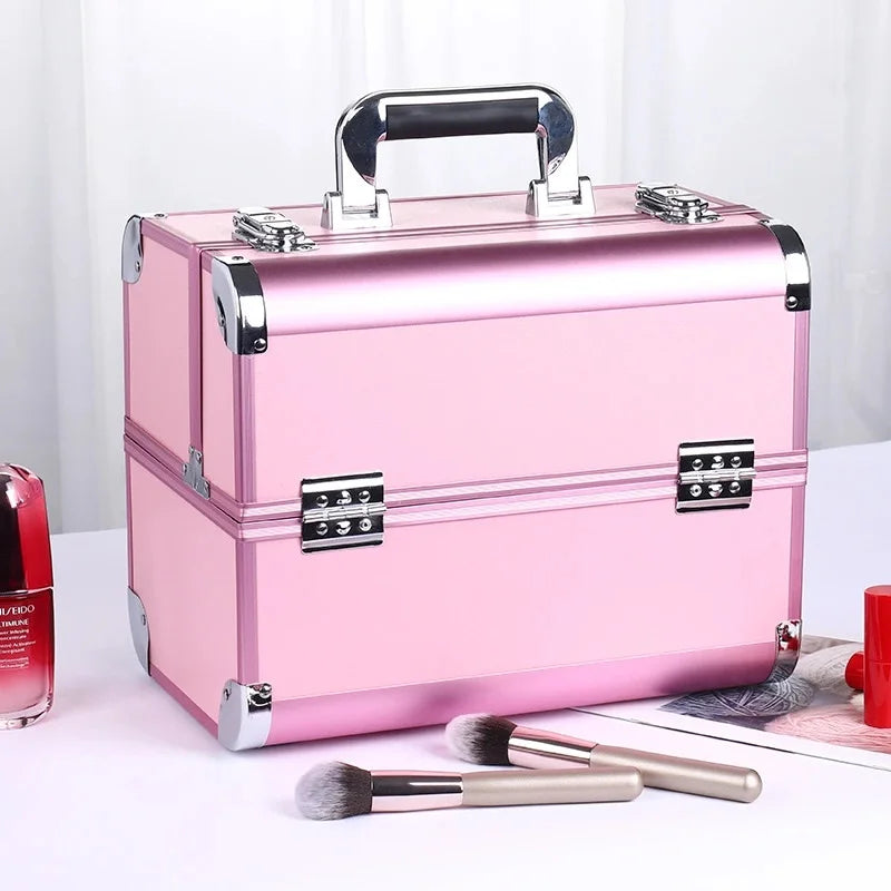 Kawaii Makeup Train Case πβ¨ | Adjustable 4-Tray Organizer with Lockable Compartments ππ