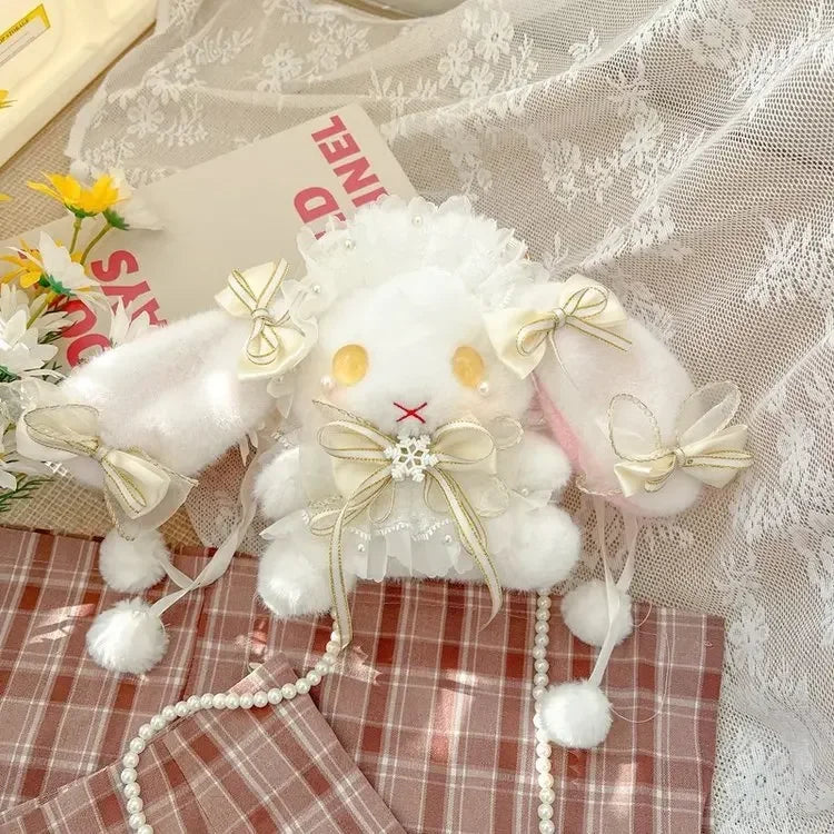 Kawaii Plush Rabbit Shoulder Bag π°β¨ - Adorable Lace Bow Doll Purse for Fashionable Princesses! πΈπ