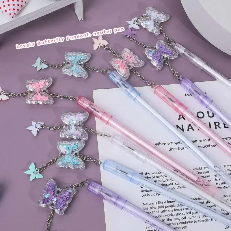 πβ¨ Colorful Butterfly Pendant Gel Pens Set - 10Pcs Cute Sequin & Smooth Writing for Kids! ποΈπ