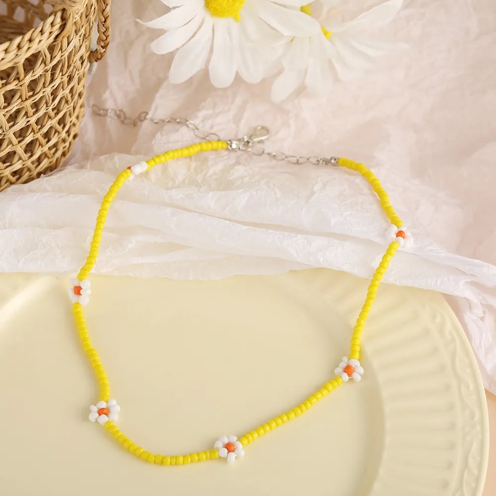 Whimsical Blossom Pearl Choker πΈβ¨ Cute Colorful Beaded Necklace for Trendy Women! ππ