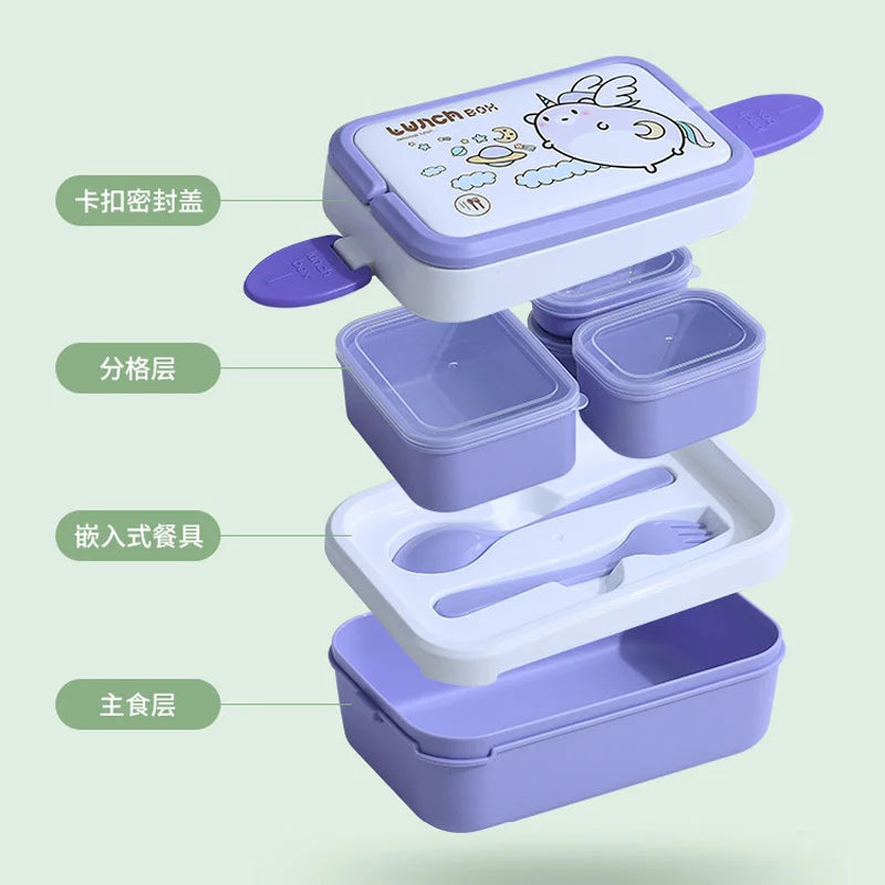 Kawaii 1350ML Bento Box π±β¨ | Portable & Leakproof Lunch Container with Spoon & Fork π΄πΈ | Perfect for School Girls!