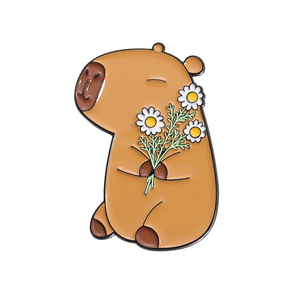 Kawaii Capybara Enamel Pins πΎ Cute Animal Brooches for Bags & Shirts π Perfect Gift for Friends & Kids! π