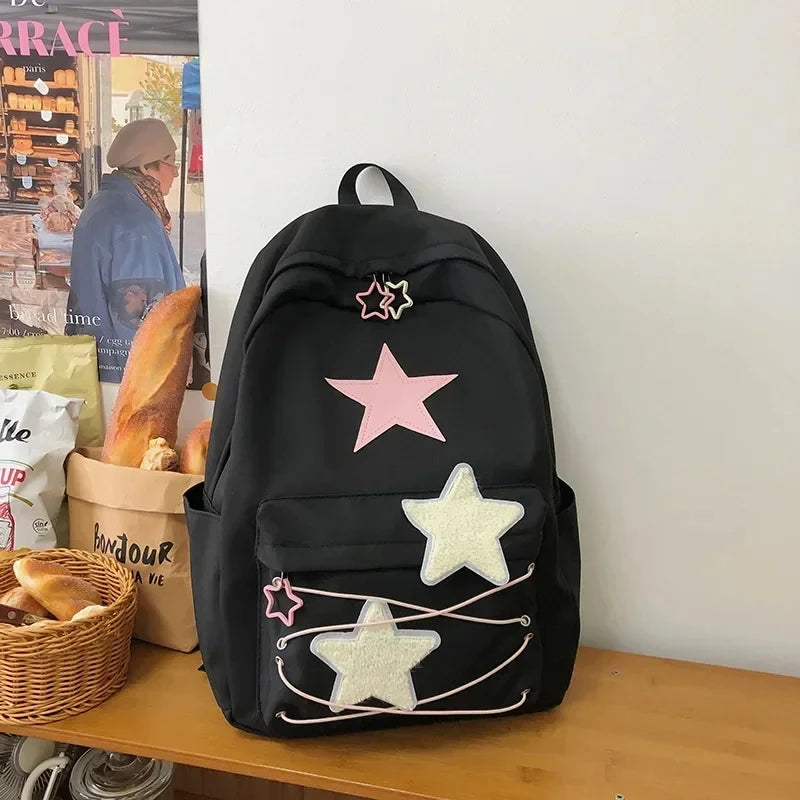 🌟 Kawaii Starry Backpack 🎒 | Y2K Japanese Streetwear for Trendy Students ✨