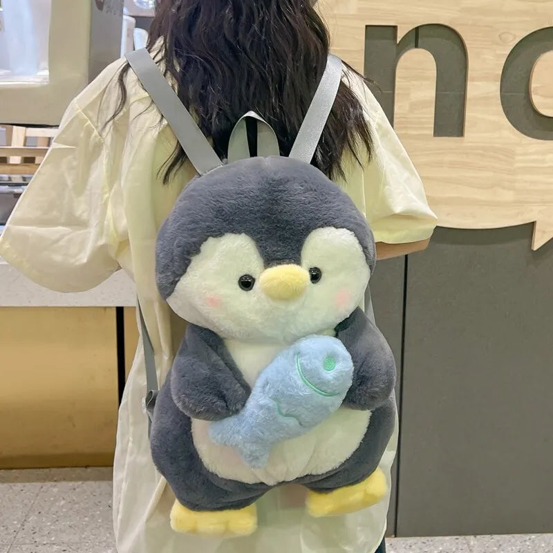 Adorable Kawaii Penguin Plush Backpack π§β¨ | Trendy Cartoon Shoulder Bag for Girls | Fun & Fashionable Rucksack ππ