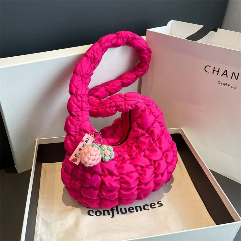 Kawaii Cloud Padded Crossbody Bag πβ¨ - Cute Ruched Tote for Trendy Women! πΈπ