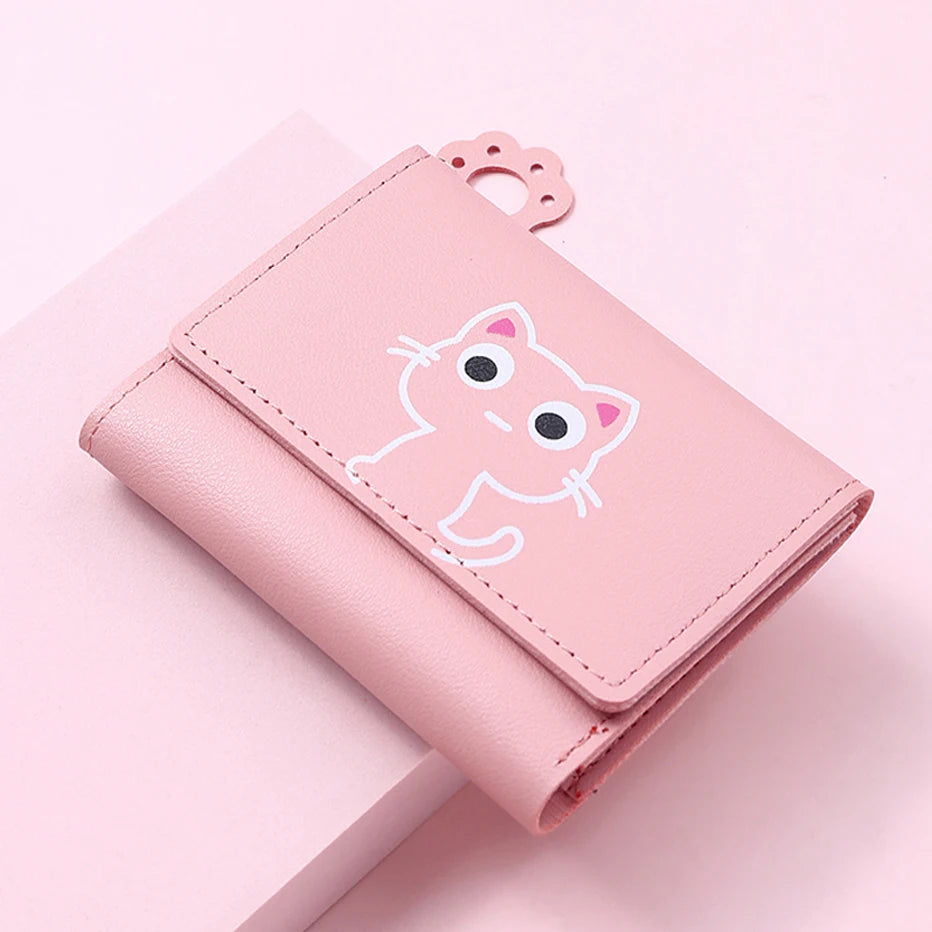 Kawaii Cat-Themed PU Leather Wallet π±π | Adorable Short Purse for Ladies | Perfect Gift for Cat Lovers! πβ¨