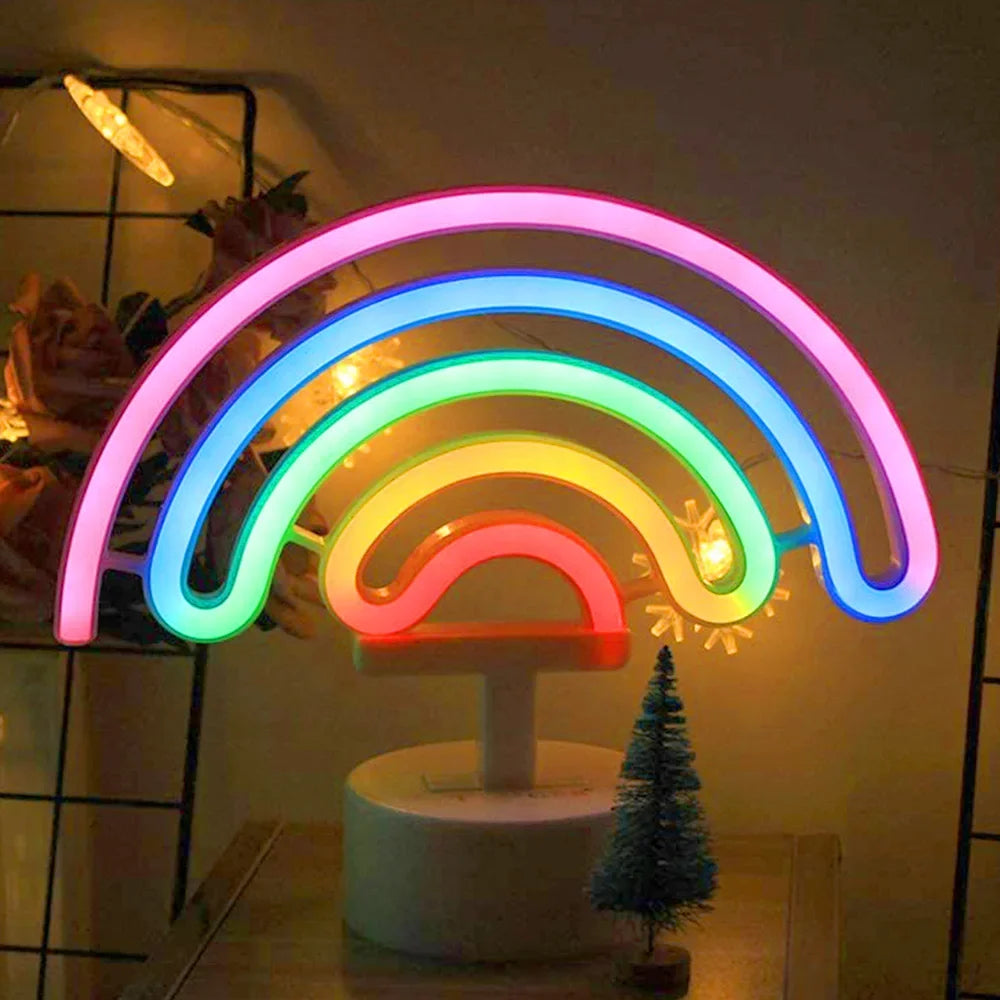 Kawaii LED Neon Night Light πβ¨ - Adorable Flamingo, Unicorn & Rainbow Decor for Kids' Rooms ππ