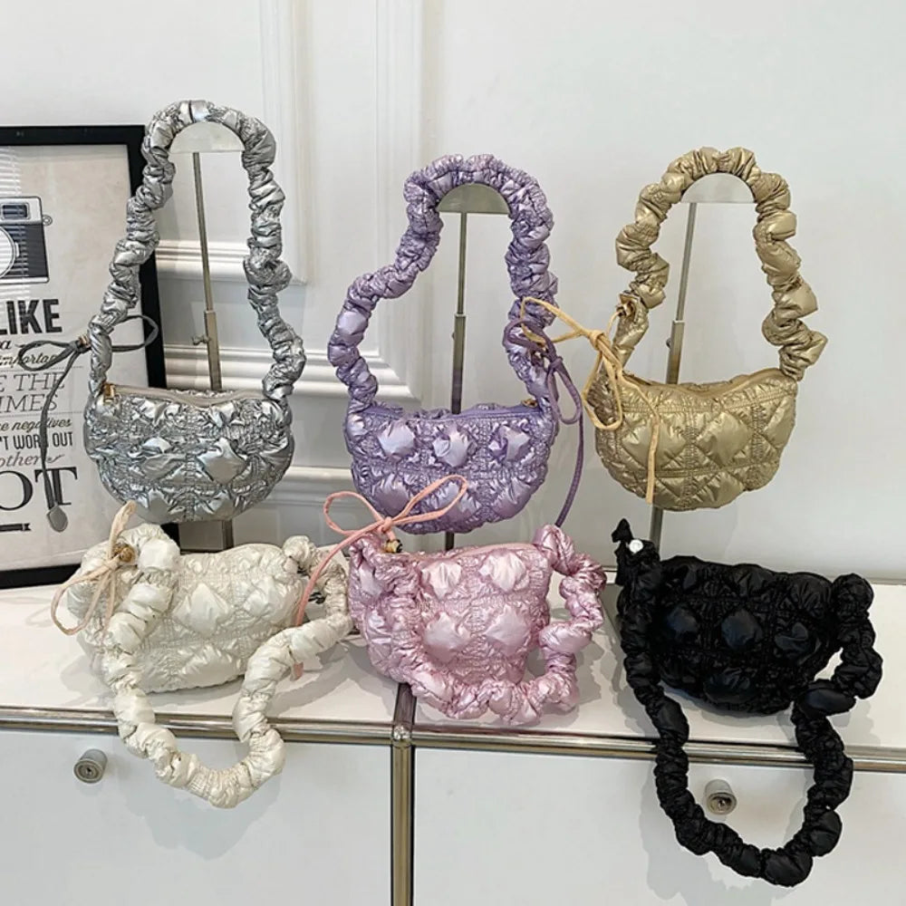 Kawaii Pleated Nylon Crossbody Bag πβ¨ | Lightweight Luxury Shoulder Tote for Chic Women ππ