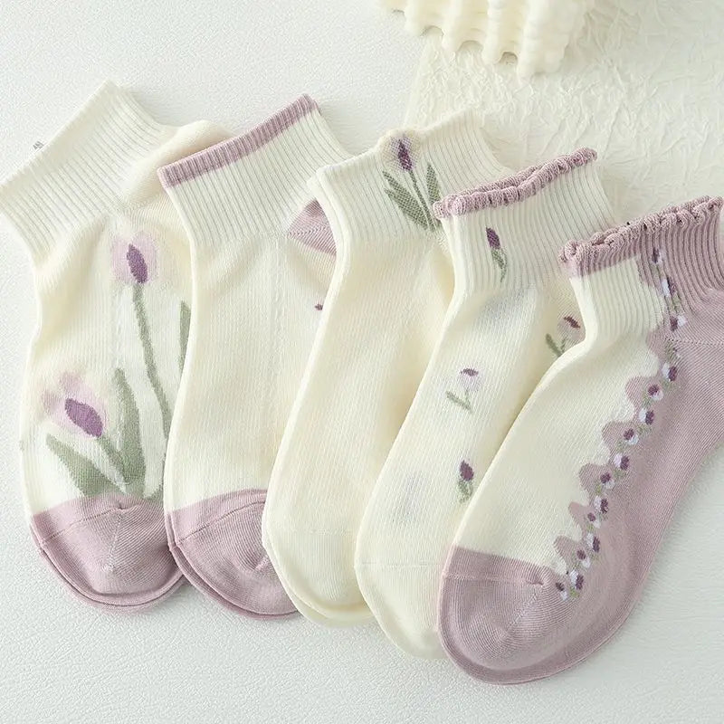 โจCute & Colorful 5-Pair Ankle Sock Set for Fun-Loving Girls! ๐ธ๐ - Pixie Quill