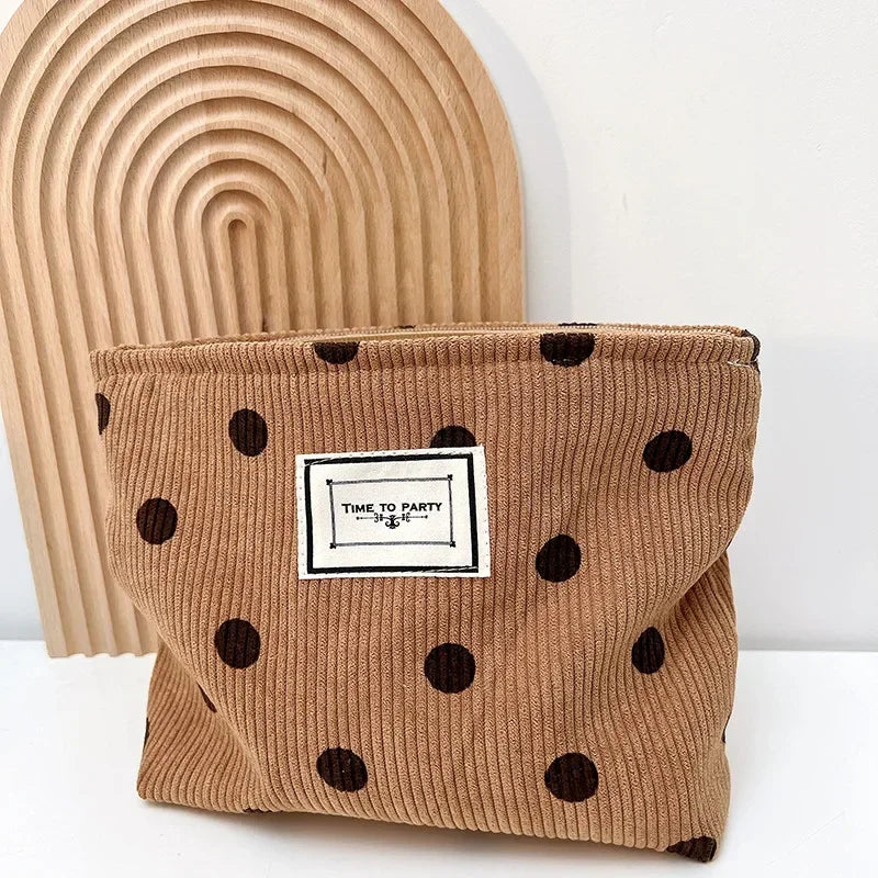 Kawaii Corduroy Floral Makeup Clutch Bag πΈβ¨ | Cute Cosmetic Organizer for Women ππ