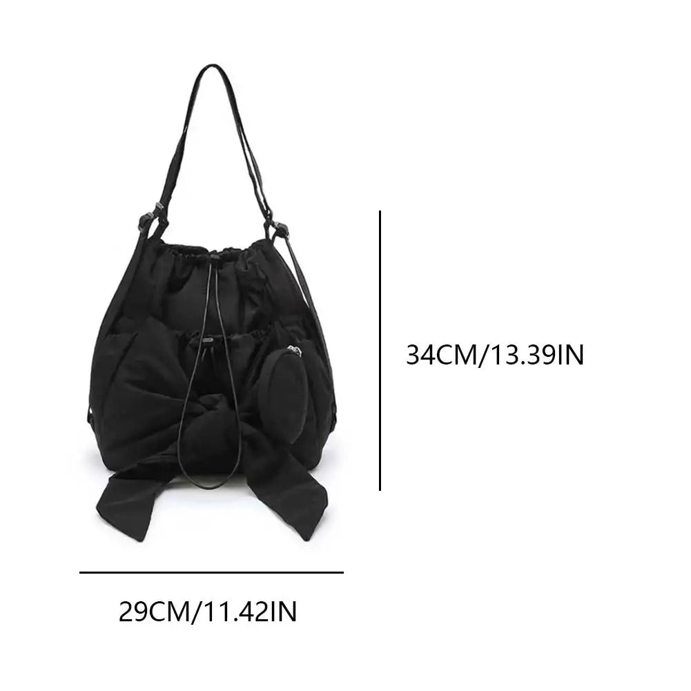 Kawaii Bow Drawstring Backpack π | Spacious Cotton Tote for Moms & Adventures π