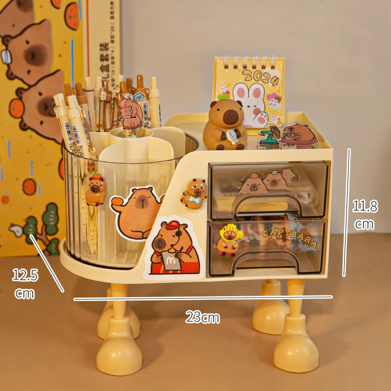 Kawaii Rotating Pen Holder πβ¨ | Creative Desk Organizer π¨ποΈ | Adorable Multi-Compartment Storage Box π π