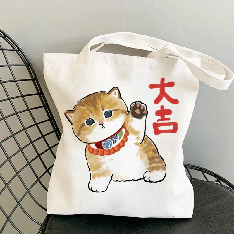 β¨ Cute Cat Manga Tote Bag πΎ Fun Canvas Shopper for All Your Adventures! π - Pixie Quill