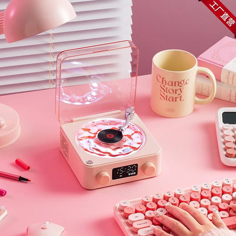 Kawaii Retro Vinyl Record Player πΆβ¨ | Bluetooth Speaker with White Noise & RGB Light Magic ππ