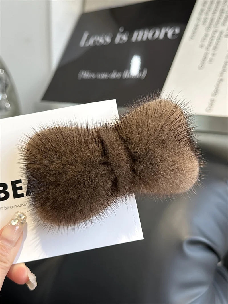 Kawaii Luxury Mink Fur Bowknot Hairpin πβ¨ Cute Plush Side Clip for Adorable Hair Styles! π