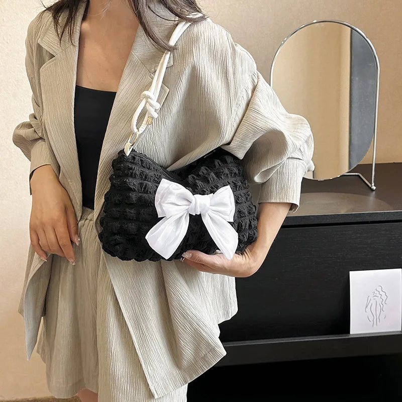 Kawaii Bowknot Tote πβ¨ | Adorable Women's Shoulder Bag π | Retro Chic Crossbody Purse for Fashionistas π