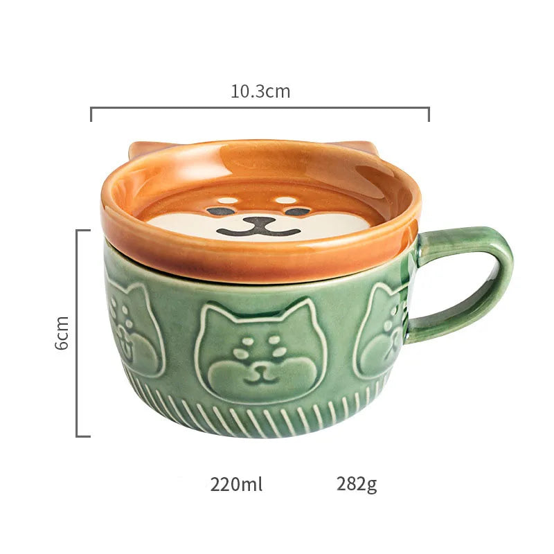 Kawaii Cat Coffee Mug βοΈπ± - Cute Ceramic Cup with Lid for Breakfast & Milk! πΈπ