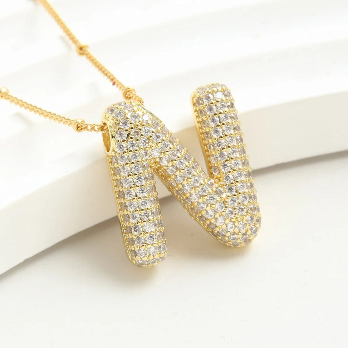 Kawaii Gold Plated Balloon Letter Necklace πβ¨ | Chunky Initial Pendant Jewelry for Trendy Women π©βπ€π
