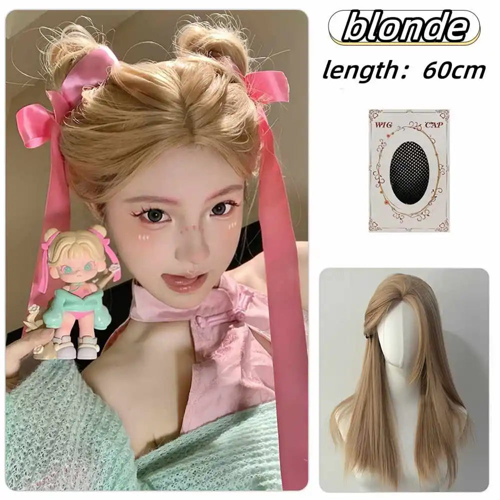 Kawaii Pink Wavy Wig πΈβ¨ | Dreamy Synthetic Cosplay Hair for School & Daily Fun! π