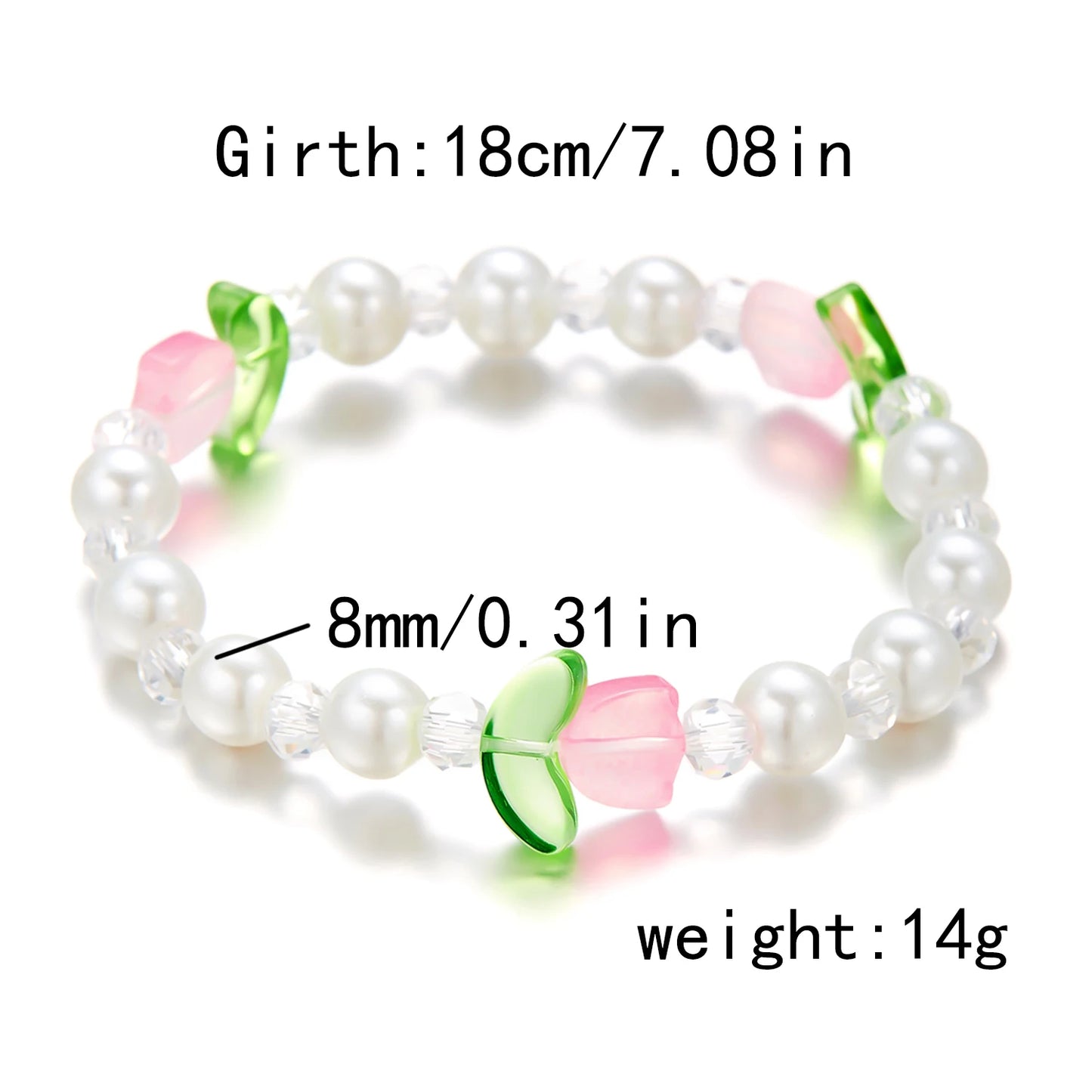 πΈ Kawaii Tulip Charm Bracelet π Colorful Beads for Fun Parties & Friendship π