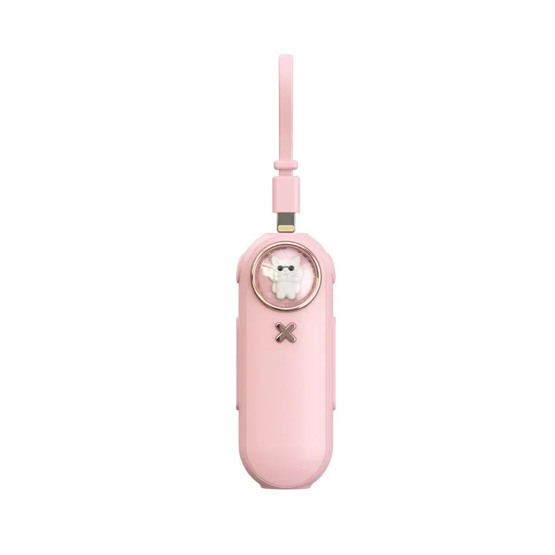 Kawaii 5000mAh Mini Power Bank π Cute Cartoon Design with Built-in Cable for Universal Phones π±β¨