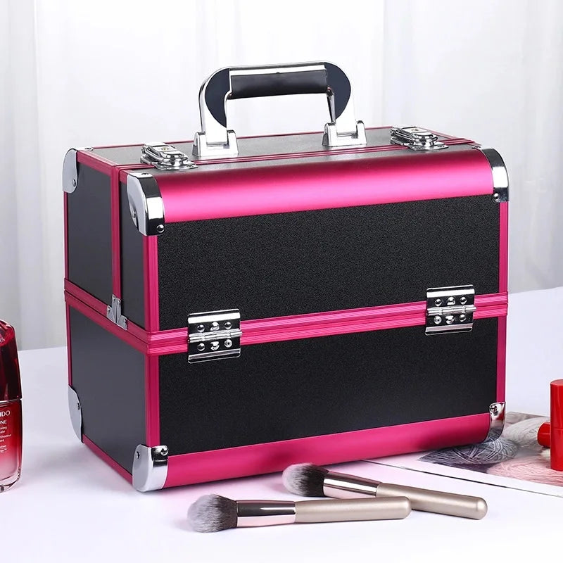 Kawaii Makeup Train Case πβ¨ | Adjustable 4-Tray Organizer with Lockable Compartments ππ