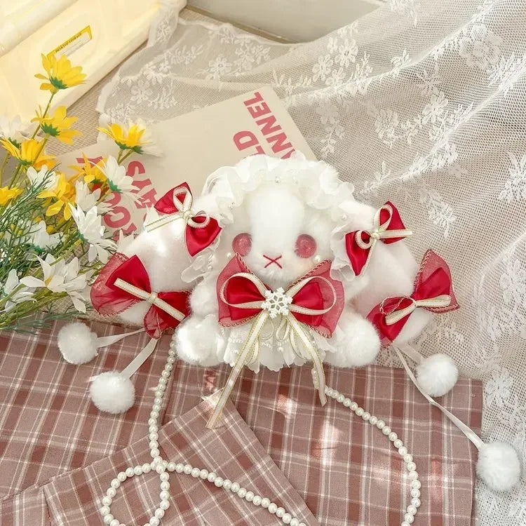 Kawaii Plush Rabbit Shoulder Bag π°β¨ - Adorable Lace Bow Doll Purse for Fashionable Princesses! πΈπ