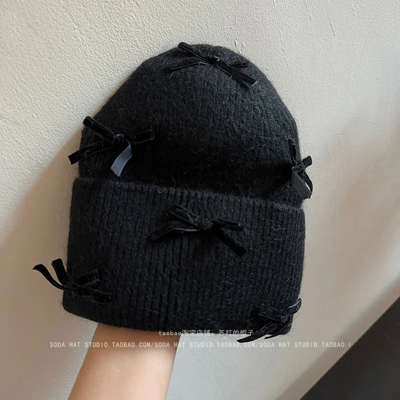 Charming Kawaii Rabbit Fur Velvet Bow Winter Hat πβοΈ - Cozy Ear Warmers for Women! πβ¨